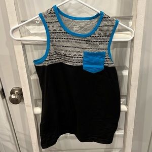 Grey & Black w/Lt Blue Trim Youth Sz L/G (10-12) Tank Top by Wonder Nation